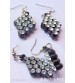 Quilled Rings Earrings Black with Crystals